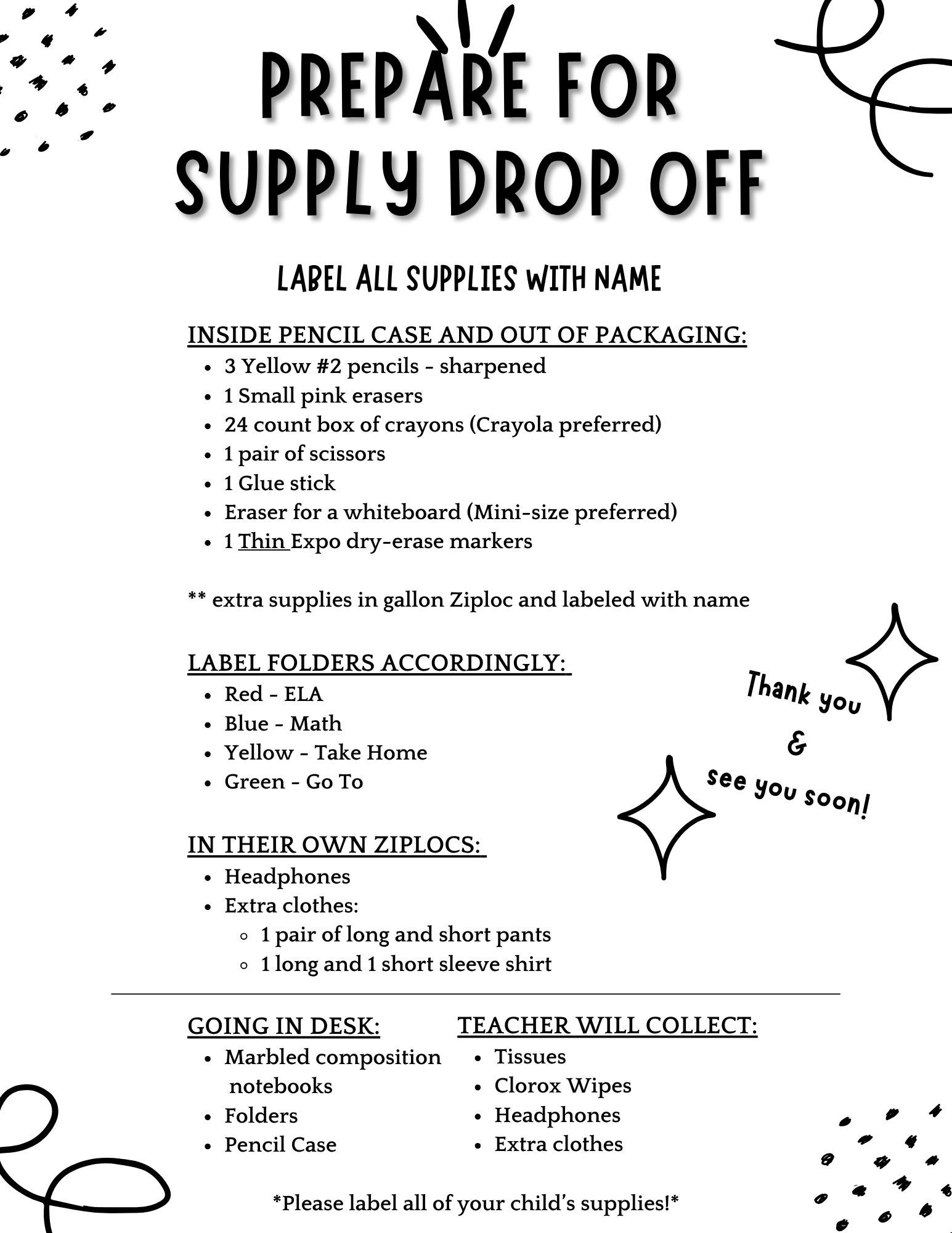 Prepare for Supply Drop off